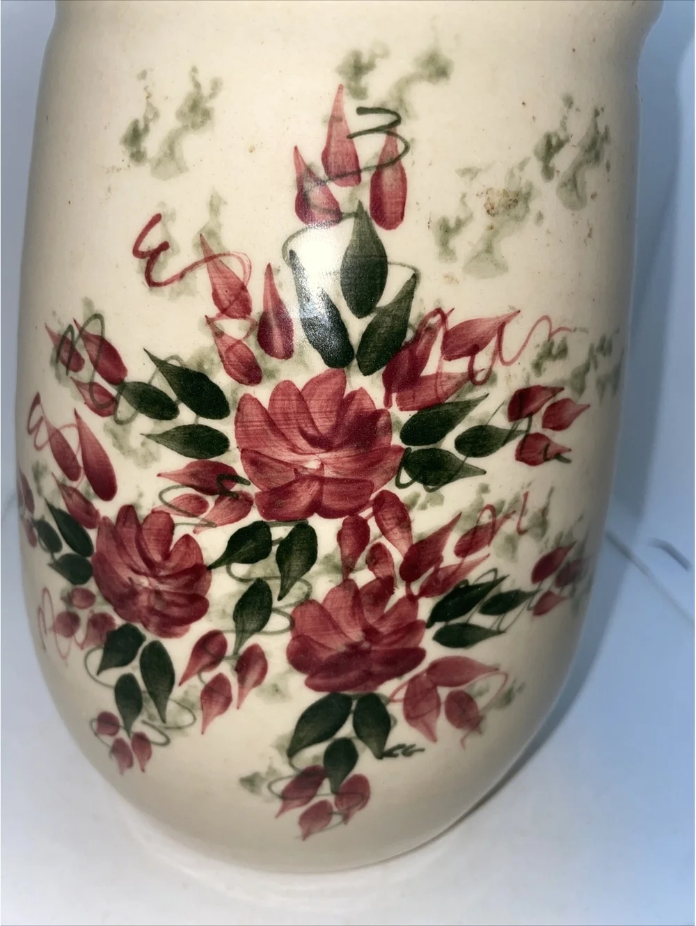 East Texas Pottery Floral Crock Vase Jar Hand Painted and Hand-Turned 6” Tall